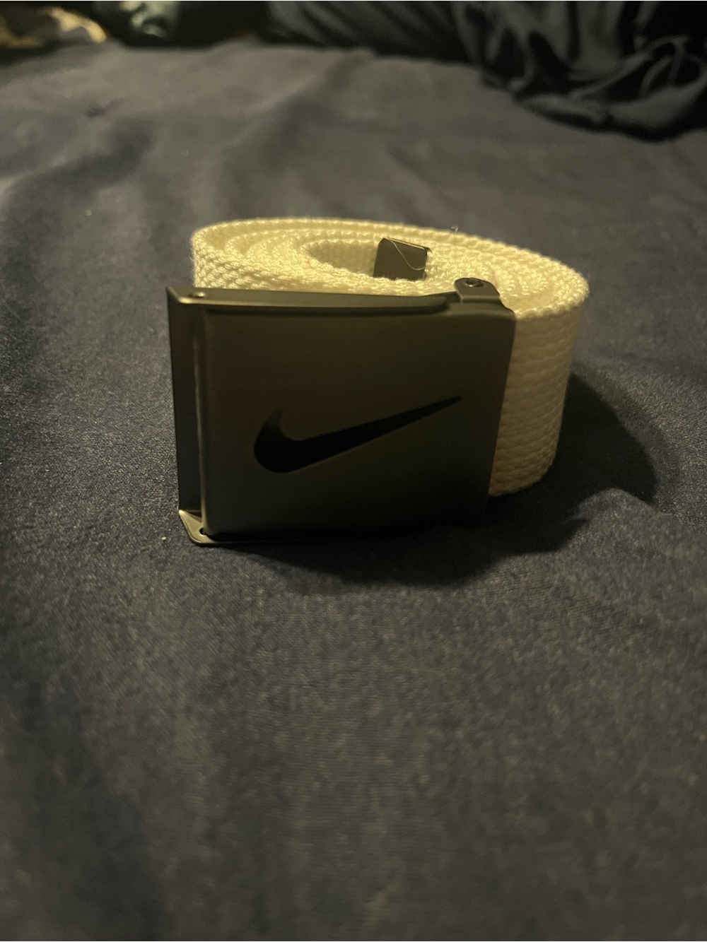Nike White Webbing Belt with Silver Buckle